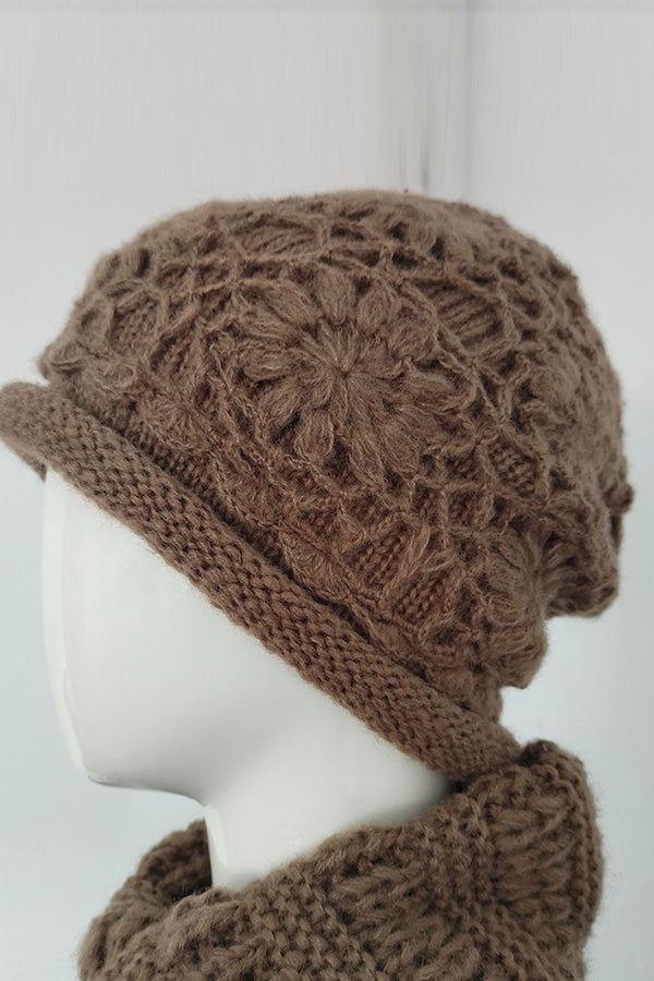 Wool handmade crocheted knitted hat