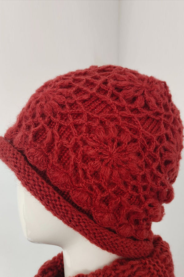 Wool handmade crocheted knitted hat