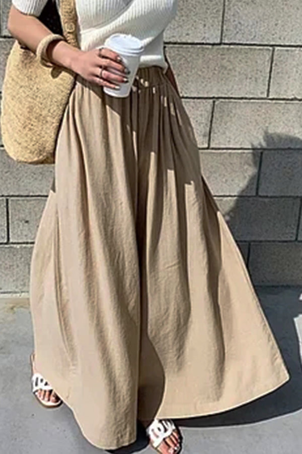 Linen Wide Leg Pants High Waist Ninth Pants