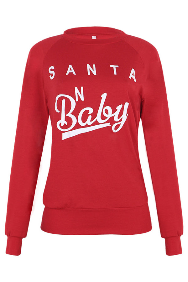 Christmas Crew Neck Letter Print Top