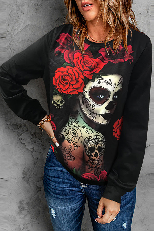 Halloween Casual Loose Long Sleeve Top