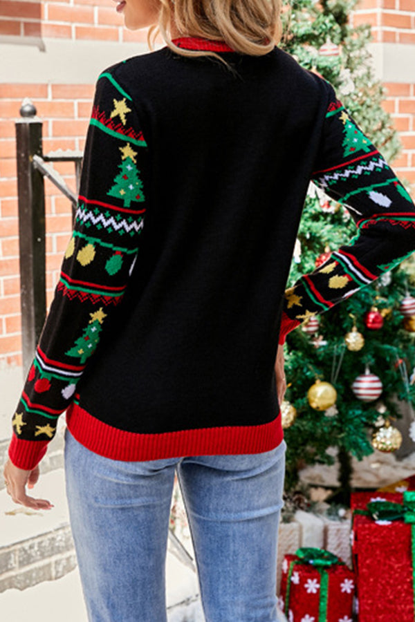 Christmas Embroidered Sequin Knit Sweater