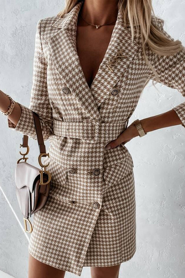 Plaid Long-sleeve Blazer