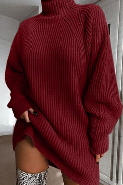 Lazy Loose Raglan Sleeve Turtleneck