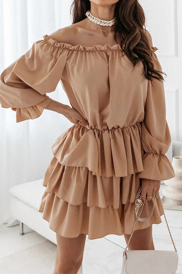 Solid Color One-neck Off-the-shoulder Irregular Dress