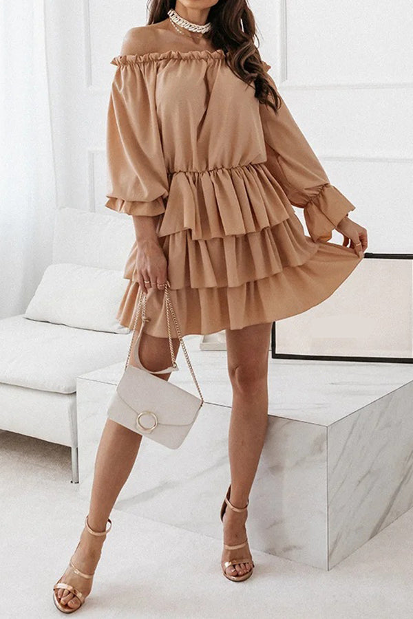 Solid Color One-neck Off-the-shoulder Irregular Dress