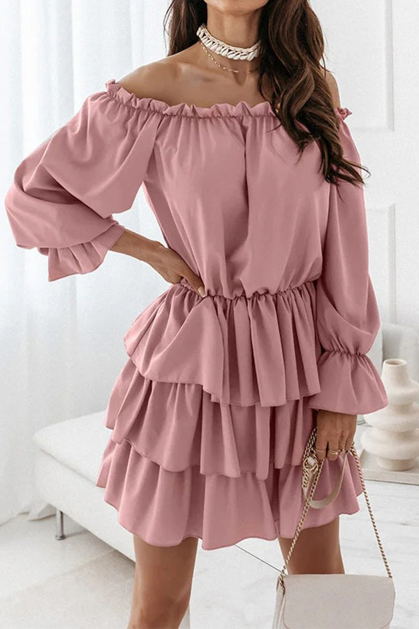 Solid Color One-neck Off-the-shoulder Irregular Dress