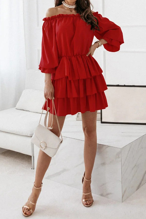 Solid Color One-neck Off-the-shoulder Irregular Dress