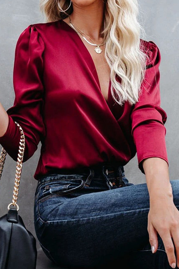 Sexy V-neck Long-sleeved Shirt