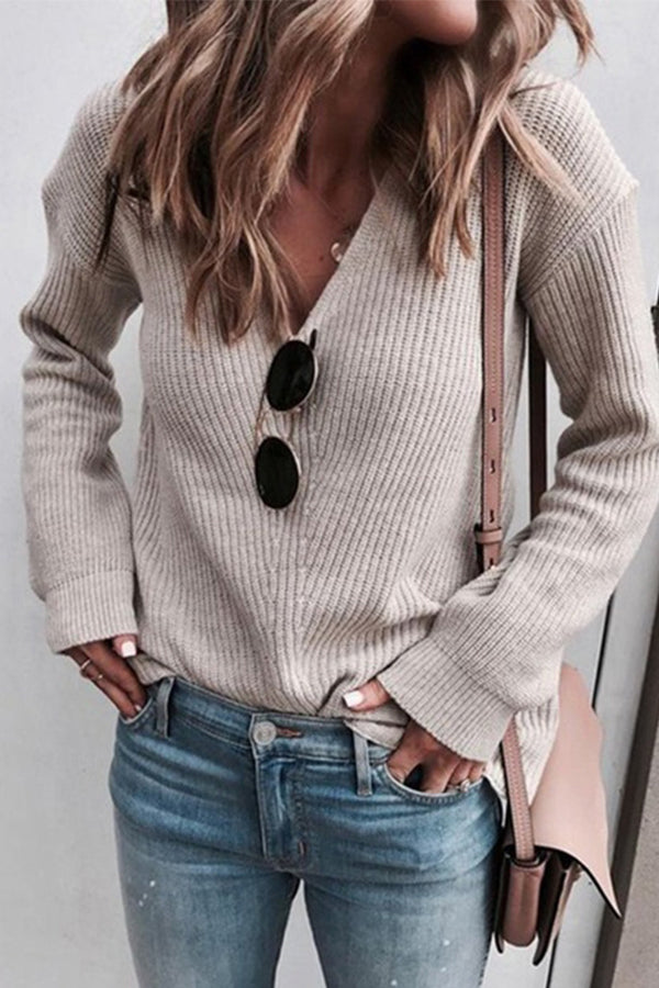 Fashion V-neck Knitted Top