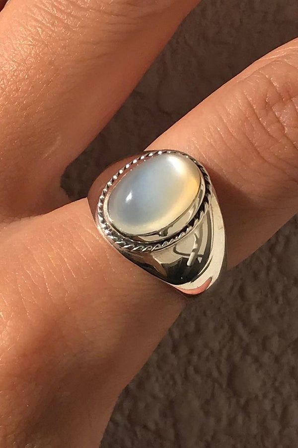 Simple Sterling Silver Agate Handmade Ring