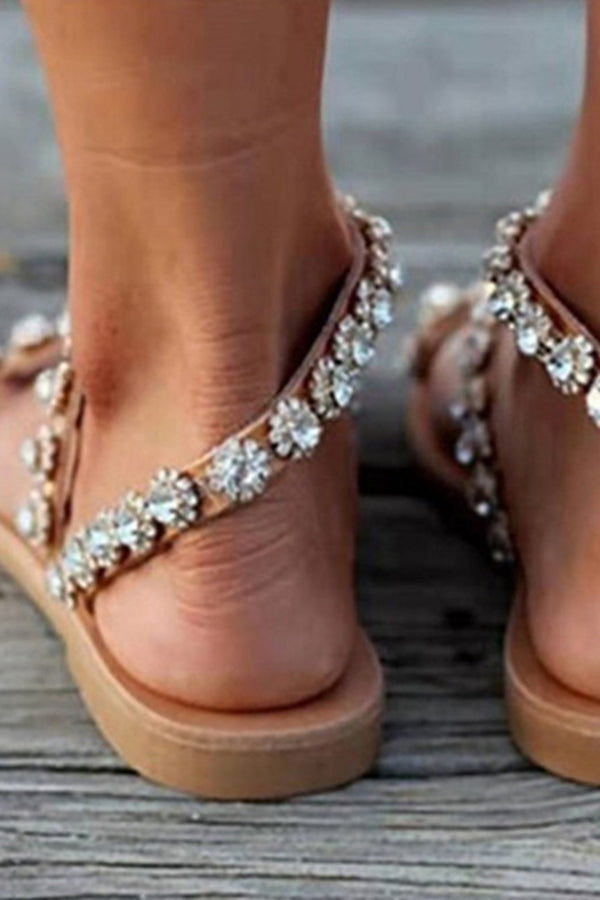 Rhinestone Flat Sandals