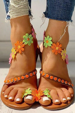 Personalized Casual Floral Slip-On Roman Flat Sandals