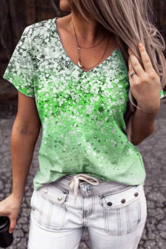 Gradient Shiny Sequin Print T-Shirt