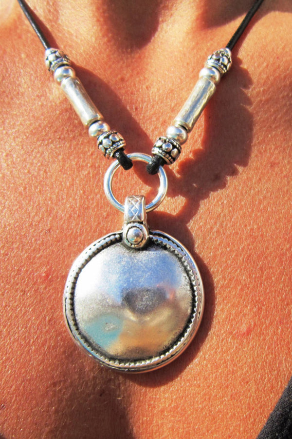 Mystery Silver Disc Alloy Necklace