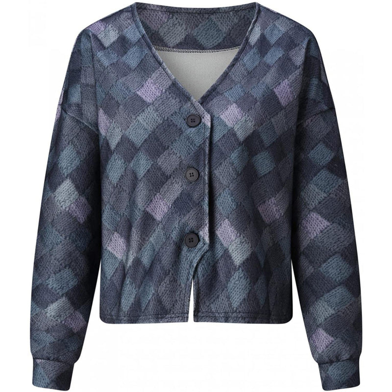 Vintage Rhombus V Printed Cardigan Jacket