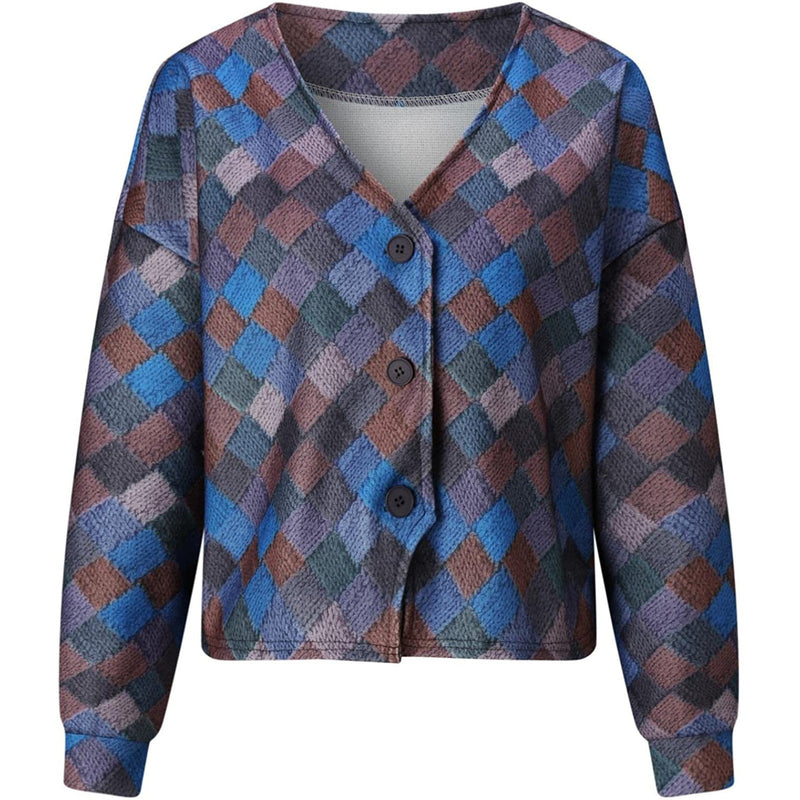 Vintage Rhombus V Printed Cardigan Jacket