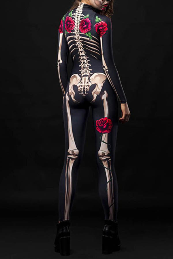 Rose Skeleton Print Jumpsuit