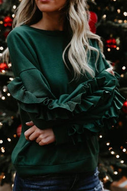 Chic Ruffle Trim Sweatshirt