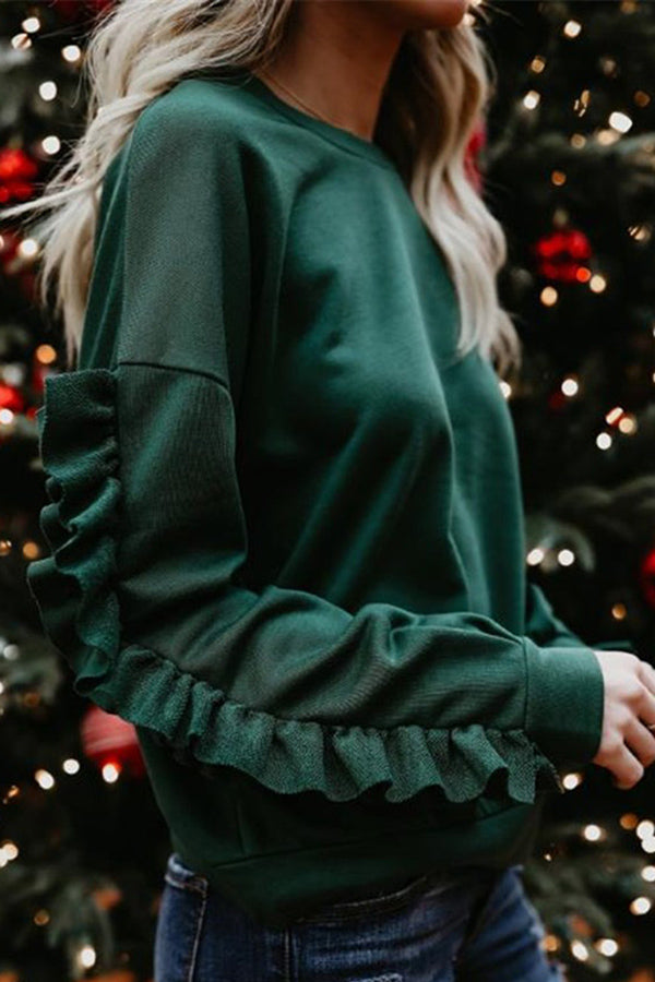 Chic Ruffle Trim Sweatshirt