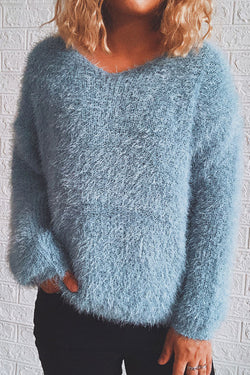 Lazy and Comfortable Mohair V-Neck Pullover Sweater