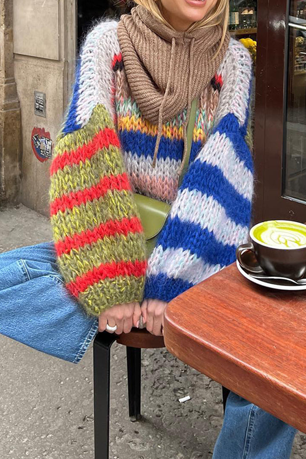 Urban Vibe Colorful Striped Knitted Pullover Sweater