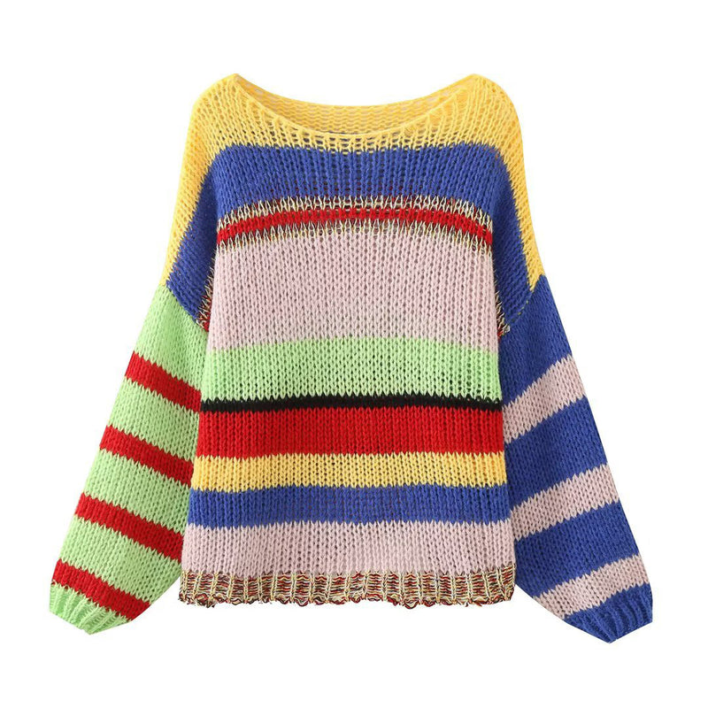 Urban Vibe Colorful Striped Knitted Pullover Sweater