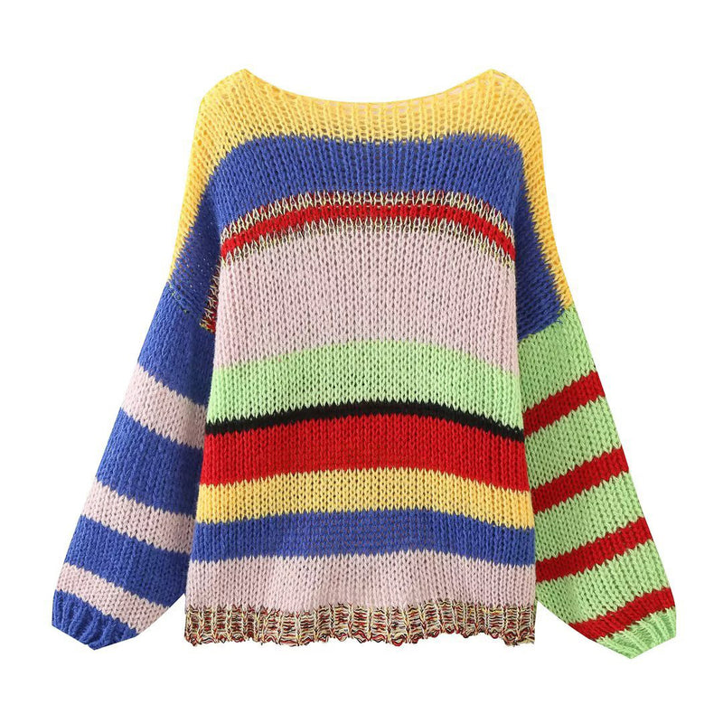 Urban Vibe Colorful Striped Knitted Pullover Sweater