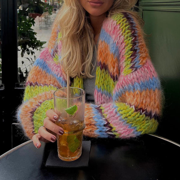 Happy Rainbow Knitted Cardigan Jacket