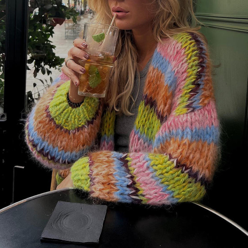 Happy Rainbow Knitted Cardigan Jacket