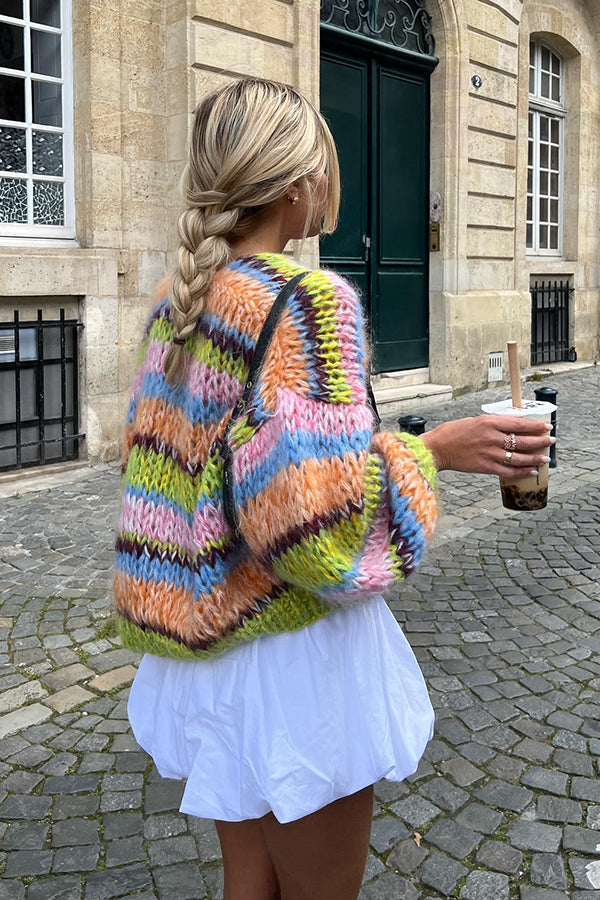 Happy Rainbow Knitted Cardigan Jacket