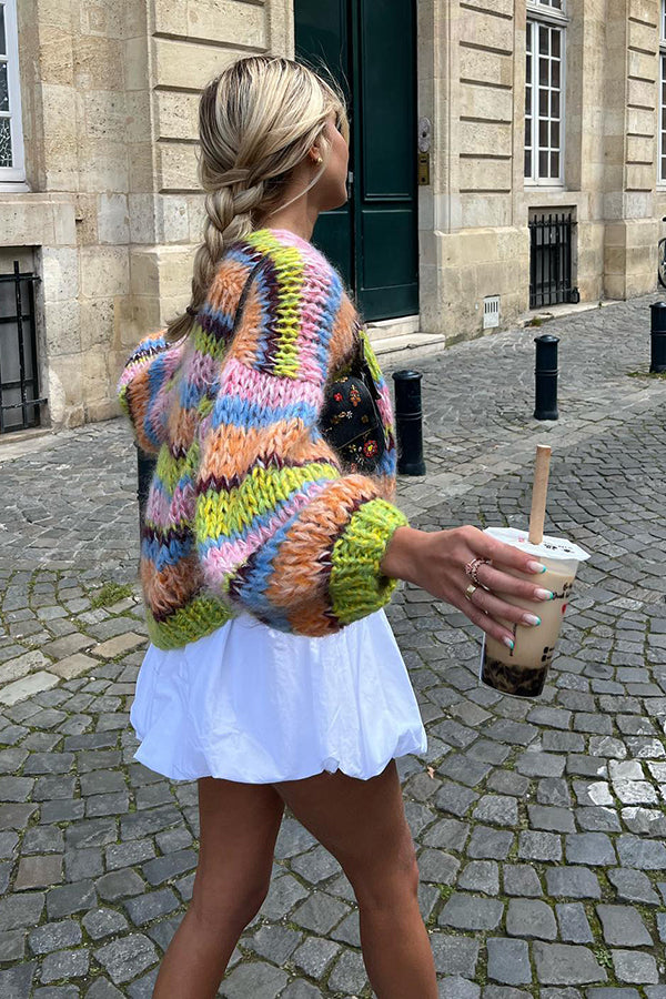 Happy Rainbow Knitted Cardigan Jacket