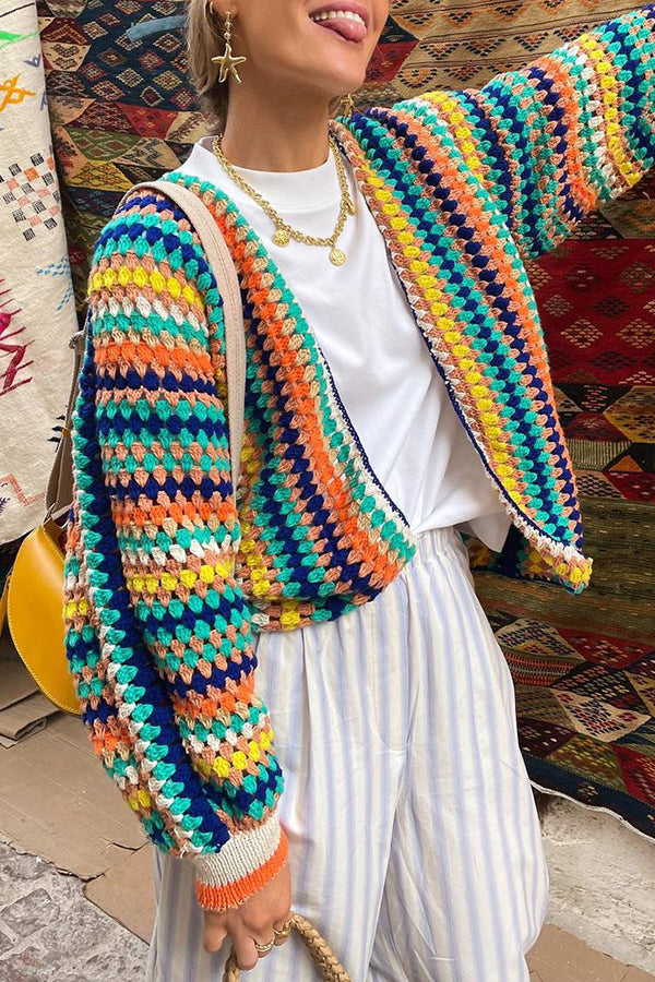 Good Mood with Colorful Knitted Cardigan Jacket