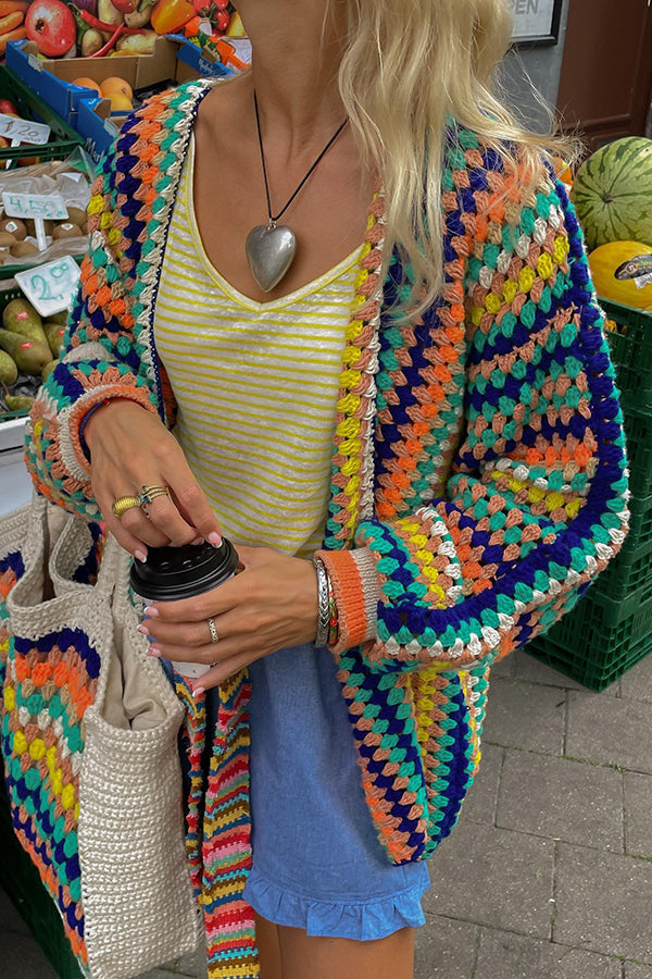 Good Mood with Colorful Knitted Cardigan Jacket