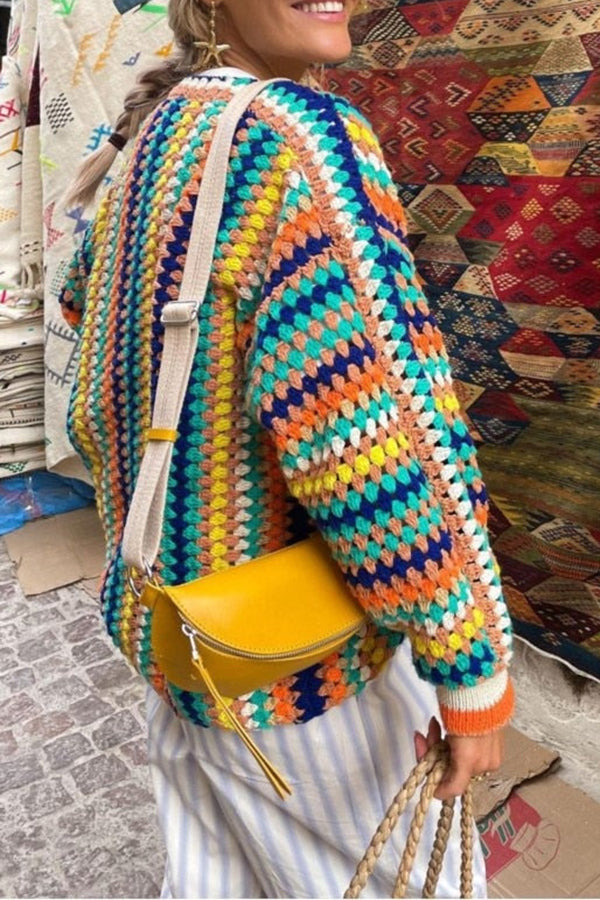 Good Mood with Colorful Knitted Cardigan Jacket