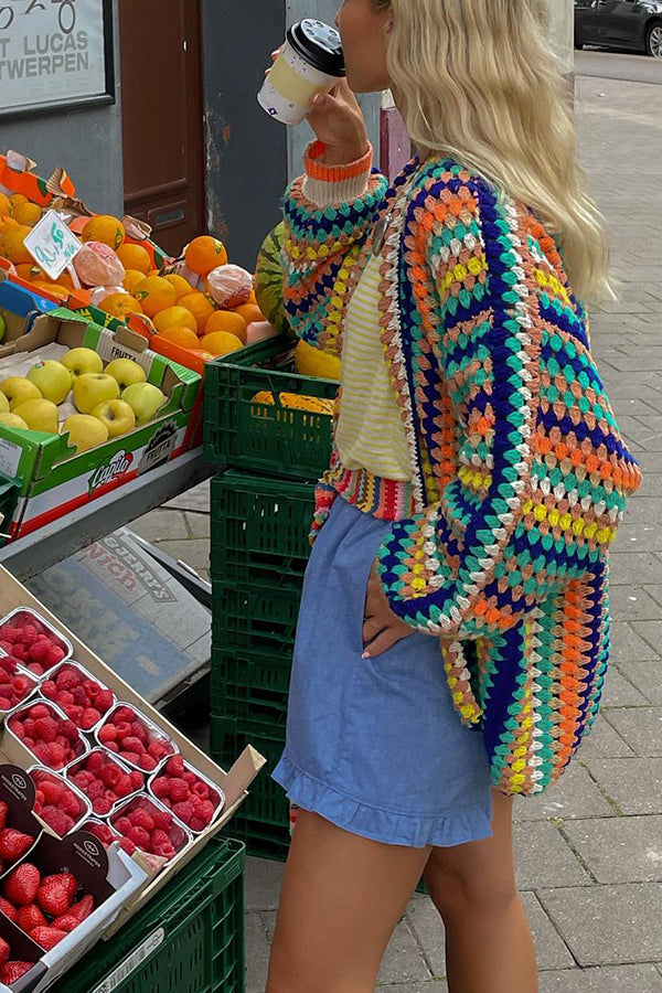 Good Mood with Colorful Knitted Cardigan Jacket