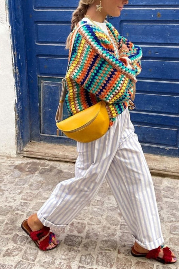 Good Mood with Colorful Knitted Cardigan Jacket