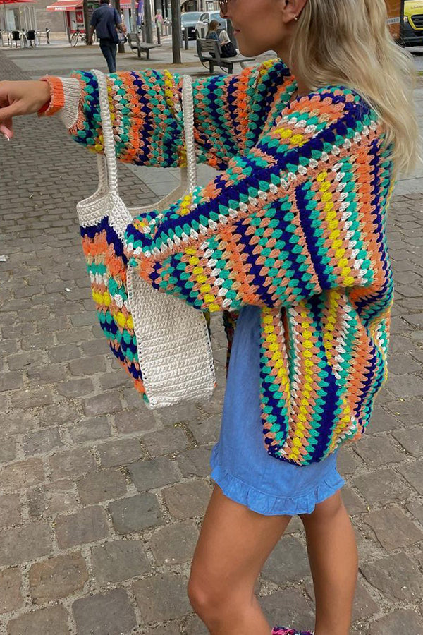 Good Mood with Colorful Knitted Cardigan Jacket