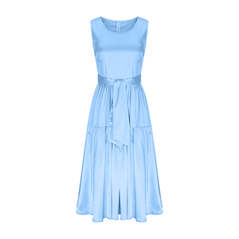 A-Line Elegant Sleeveless Bow Belt Mini Dress