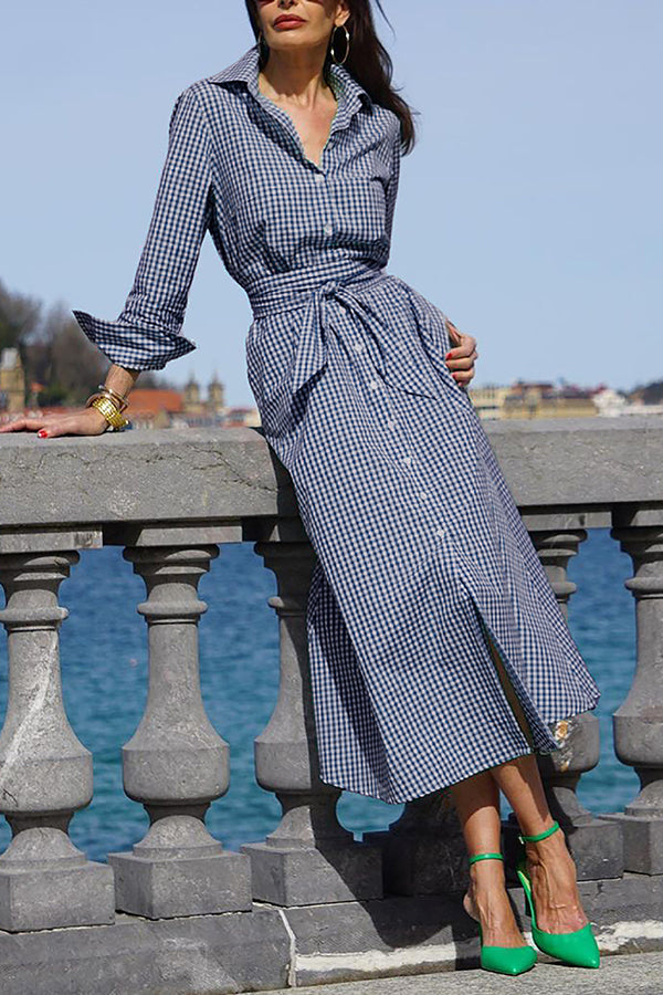 Elegant and Sophisticated Shirt Plaid Dress