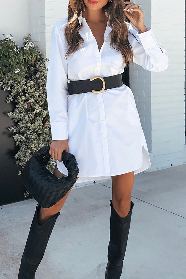 Keeping White and Elegant in This Shirt Dress Look