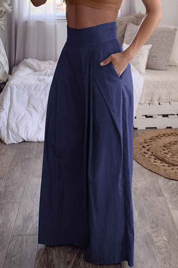 Loose Urban Solid Color Wide Leg Pants