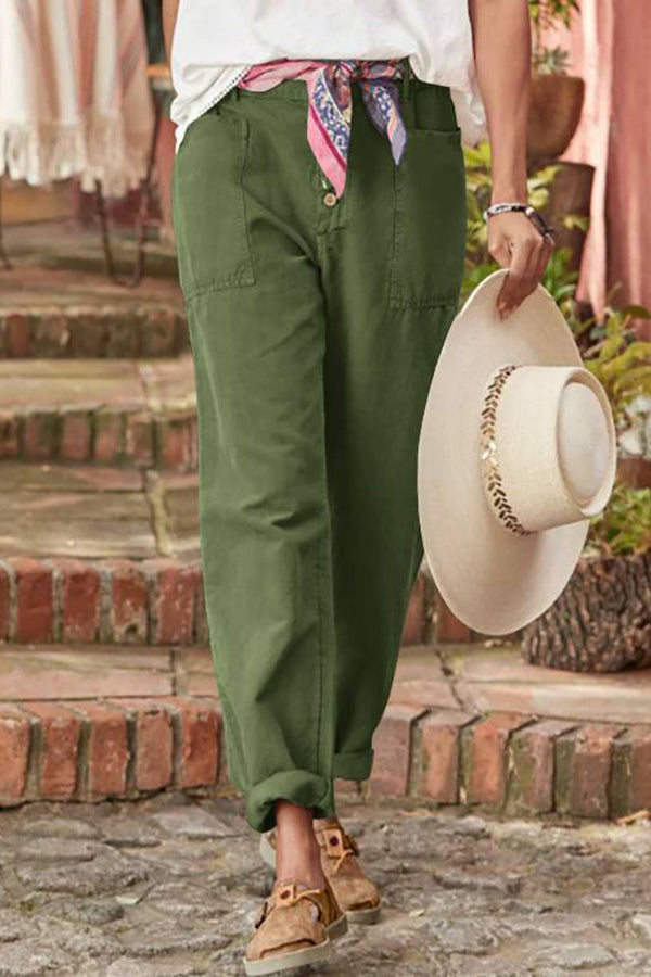 Western Retro Style Cotton and Linen Casual Pants