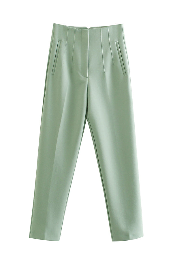 Casual Solid High Waisted Pants 