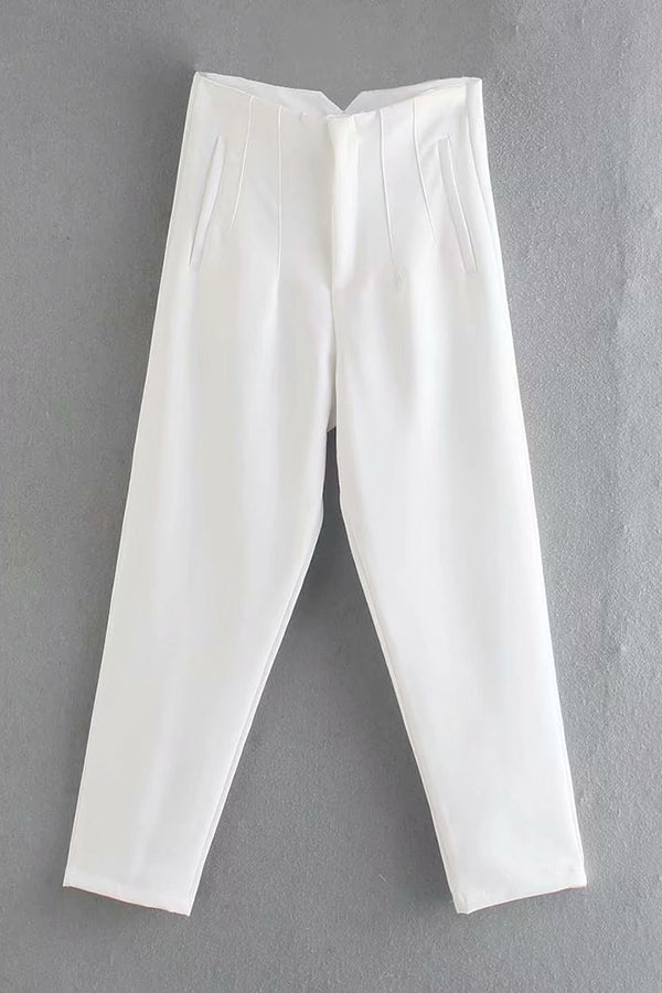 Casual Solid High Waisted Pants