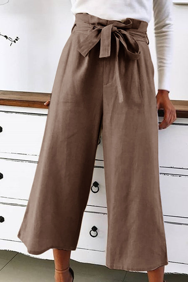 Casual Lace-Up Versatile Ninth Wide-Leg Pants