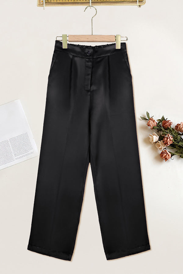 Simple Loose and Comfortable Elastic Waist Straight Pants