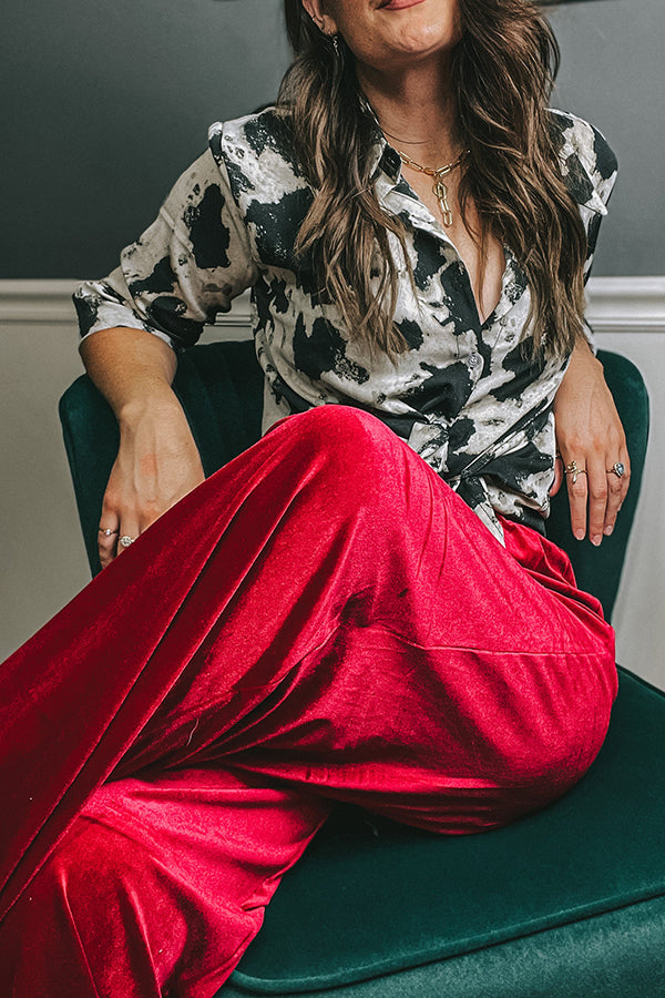 Velvet Wide Leg Pants for Christmas