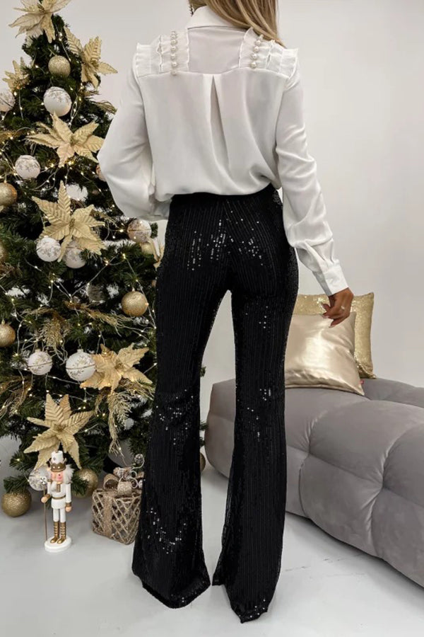 Elegant Sparkling Wide Leg Pants for Christmas Party