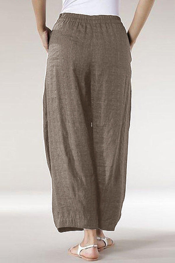 Cotton and Linen Casual Straight Pants